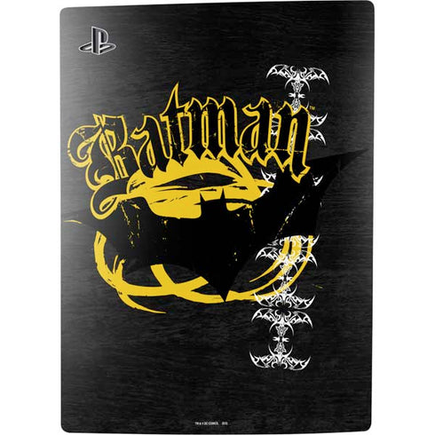 DC Comics Batman Dark Knight Logo Yellow & Black PS5 Digital Edition Console Skin